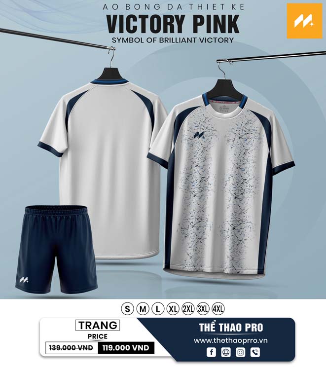 Áo Bóng Đá Không Logo TTP-VICTORY PINK (TTP-05) Màu Trắng