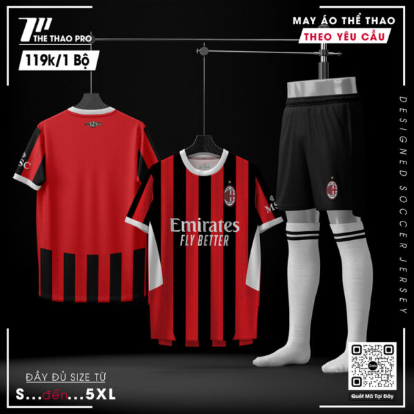 Bộ Quần Áo Thể Thao AC Milan 2024 - Màu Đỏ Đen Năng Động